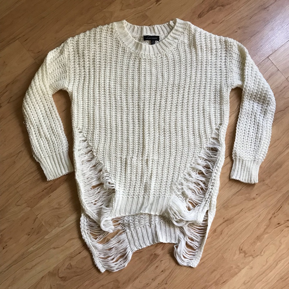 Love University - Loose Weave Distressed Sweater